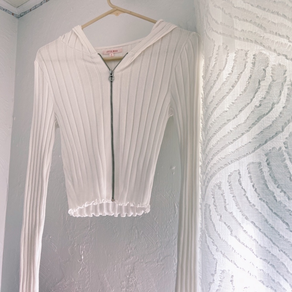 PacSun white ribbed zip up